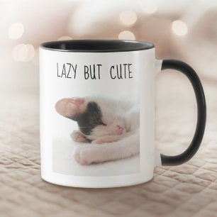 Custom Pet Photo Quote Lazy But Cute Personalized Mug