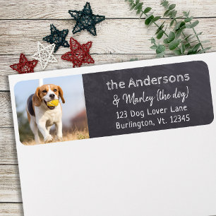 Custom Pet Photo Rustic Chalkboard Return Address Label