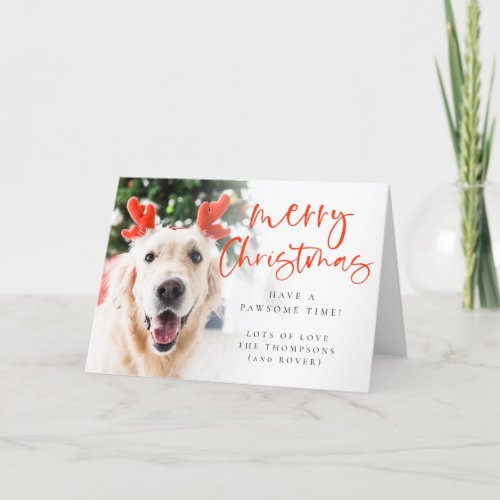 Custom Pet Photo Script Merry Christmas Folded Holiday Card