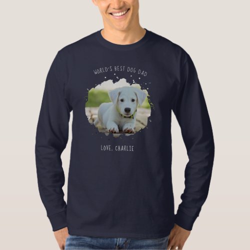 Custom Pet Photo Splash Worlds Best Dog Dad T_Shirt
