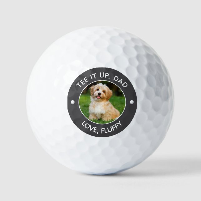 Custom Pet Photo Tee It Up Dad Gray Golf Balls (Front)
