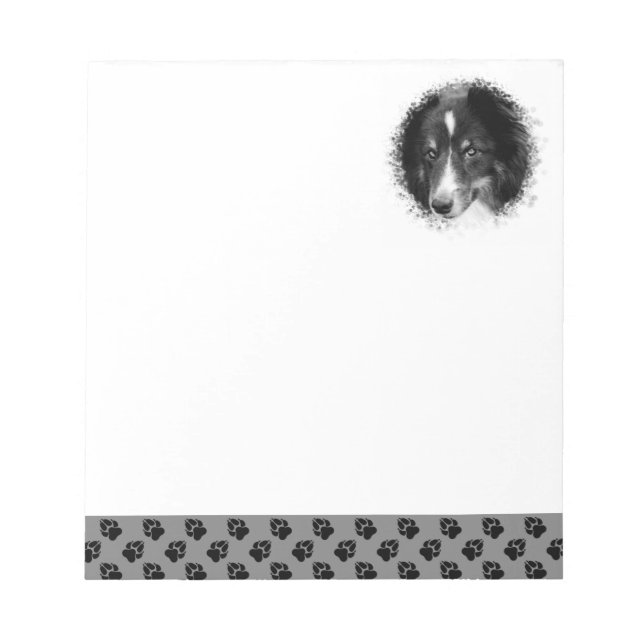 Custom Pet Photo Template & Black Paws On Gray Notepad (Front)