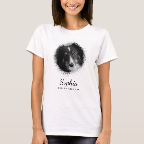 Custom Pet Photo Template  Custom Text In Black T_Shirt