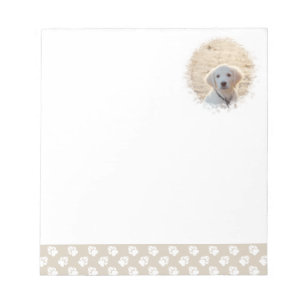 Custom Pet Photo Template & White Paws On Beige Notepad