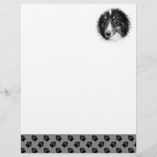 Custom Pet Photo Template With Black Paws On Gray Letterhead