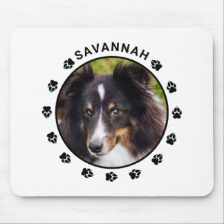 Custom Pet Photo Template With Paws &amp; Text Mouse Pad