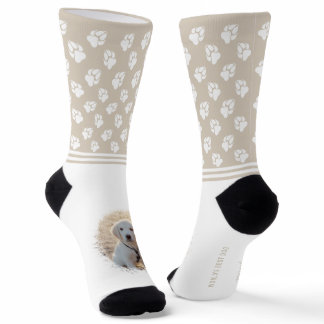 Custom Pet Photo Templates And White Paws On Beige Socks