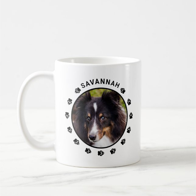 Custom Pet Photo Templates With Paws & Text Coffee Mug (Left)
