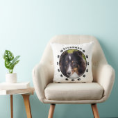 Custom Pet Photo Templates With Paws & Text Throw Pillow (Chair)