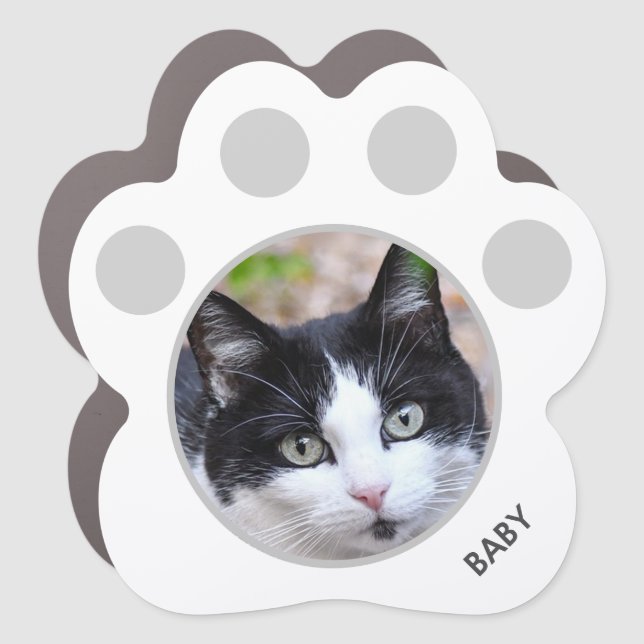 Custom Pet Photo, Tuxedo Cat Car Magnet (Front)