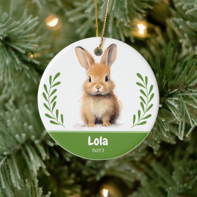 Custom Pet Photo with branch Christmas Ceramic Orn Ceramic Ornament (Tree)