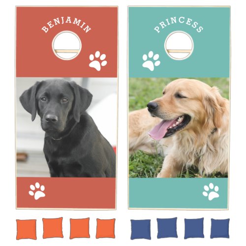 Custom Pet Photo with Dogs Name Personalized Cornhole Set