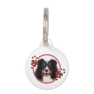 Custom Pet Photo With Festive Candy Canes Pet ID Tag