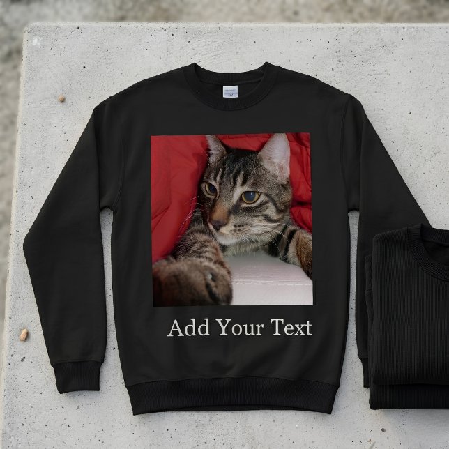Custom Pet Photo With Funny Text Personalized Cat  Sweatshirt (Creator Uploaded)