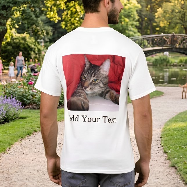 Custom Pet Photo With Funny Text Personalized Cat T-Shirt (Creator Uploaded)