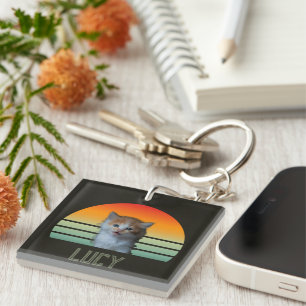 Custom Pet Photo With Name Cat Personalized Gift Keychain
