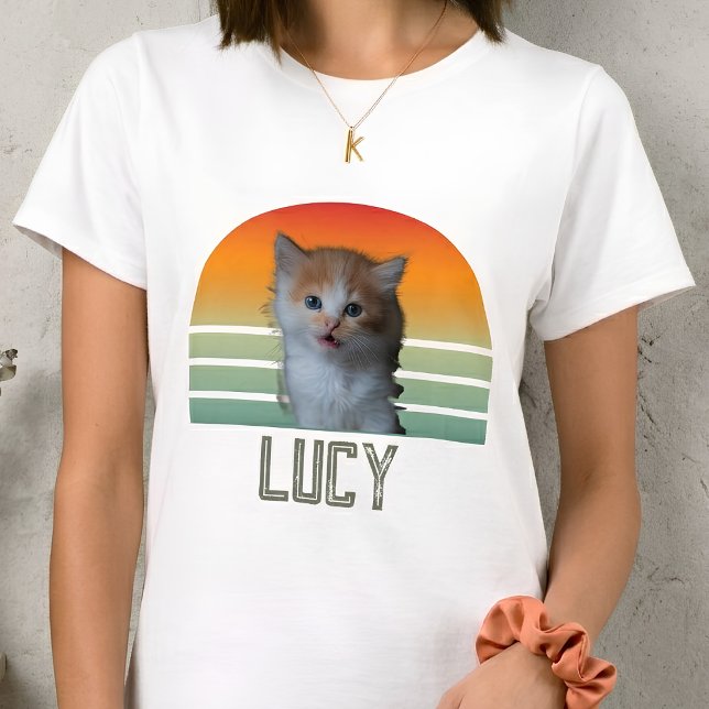Custom Pet Photo With Name Cat Personalized Gift  T-Shirt (Creator Uploaded)