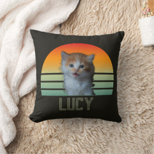 Custom Pet Photo With Name Cat Personalized Gift Throw Pillow