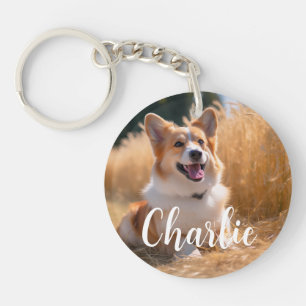 Custom Pet Photo with Name Keychain