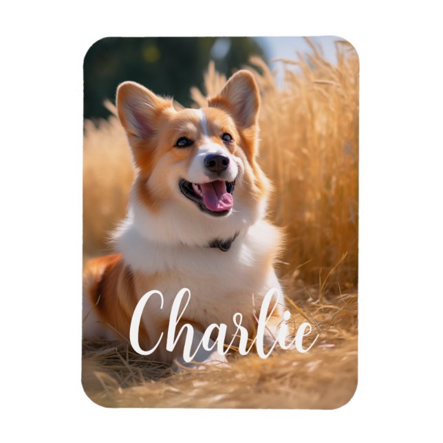 Custom Pet Photo with Name Magnet (Vertical)