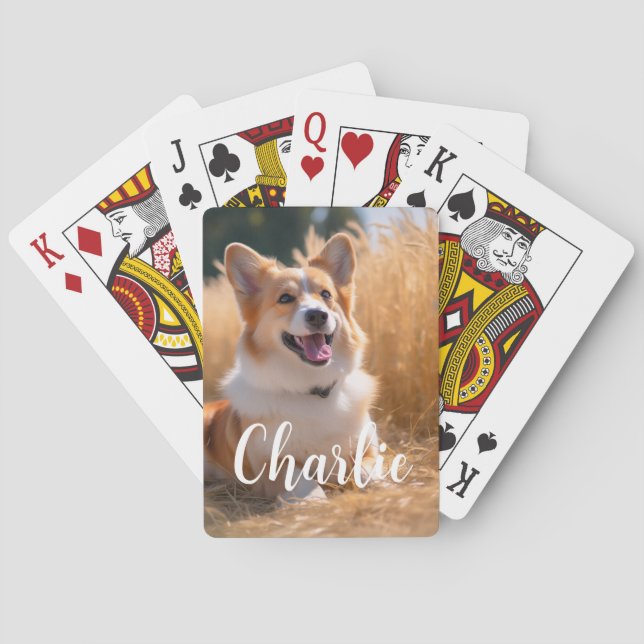 Custom Pet Photo with Name Poker Cards (Back)