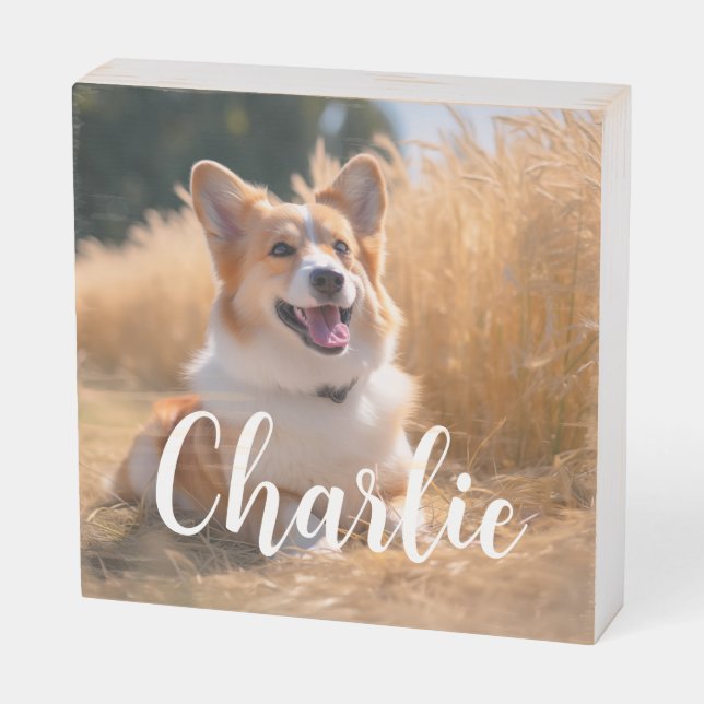Custom Pet Photo Wooden Box Sign (Angled Horizontal)