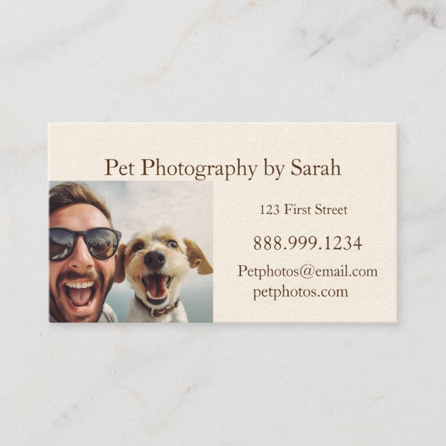 Custom Pet Photography Fun  Business Card (Front)