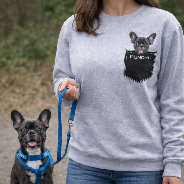 Custom Pet Pocket Upload Photo & Name Dog T-Shirt (Custom Pet Pocket Upload Photo and Name Dog Sweater)
