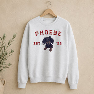 Custom Pet Portrait and Varsity Letter Arch Name Sweatshirt