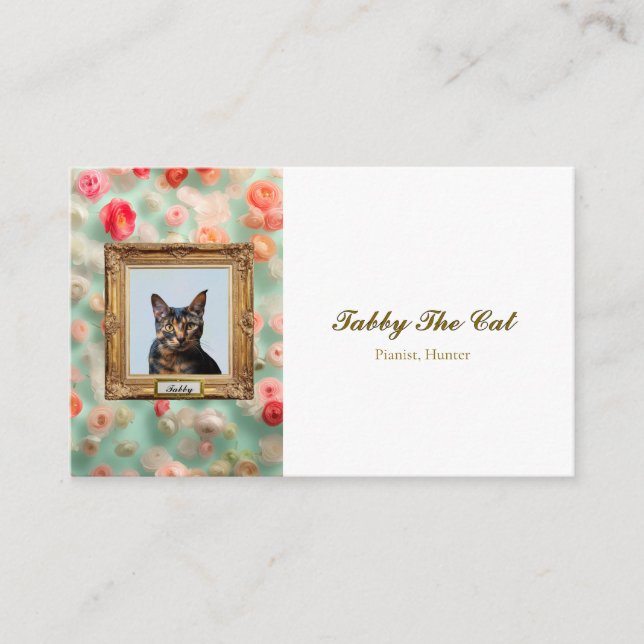 Custom Pet Portrait Business Card – Cat in a Frame (Front)