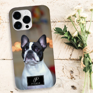 Custom Pet Portrait Elegant Monogram Name Photo Case-Mate iPhone 14 Pro Max Case