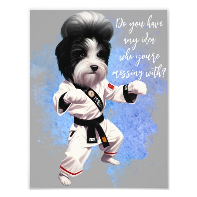 Custom Pet Portrait, Funny Karate Shih Tzu Dog Photo Print (Front)