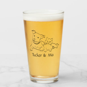 Custom Pet Portrait Glass Cup Iced Coffee Glass