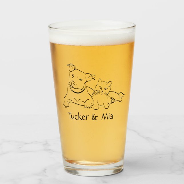 Custom Pet Portrait Glass Cup Iced Coffee Glass (Front Filled)