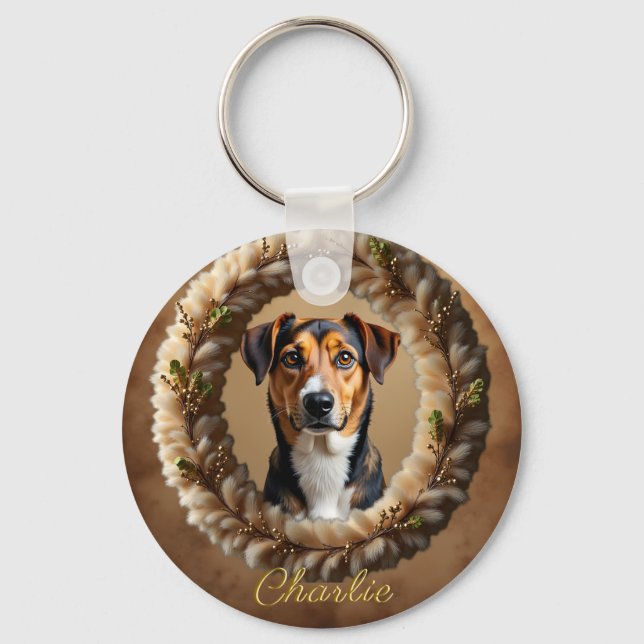 Custom Pet Portrait – Just Upload a Simple Photo Keychain (Front)