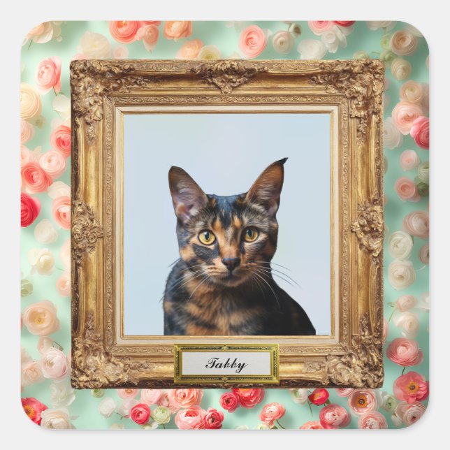 Custom Pet Portrait Label – Your Cat in a Frame (Front)