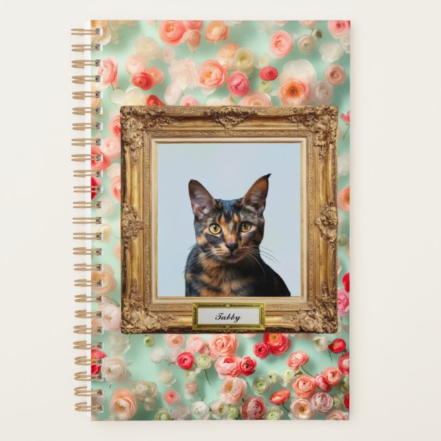 Custom Pet Portrait Notebook – Your Cat in a Frame (Front)