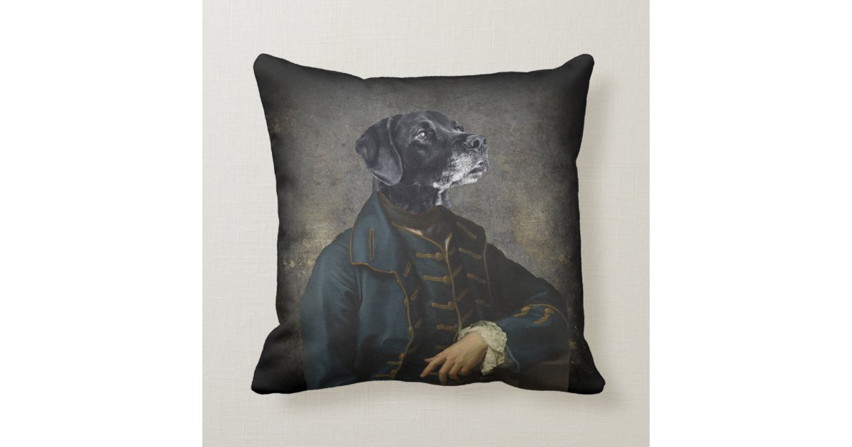 Custom Pet Portrait Painting Admiral Doggo Throw Pillow Zazzle Com