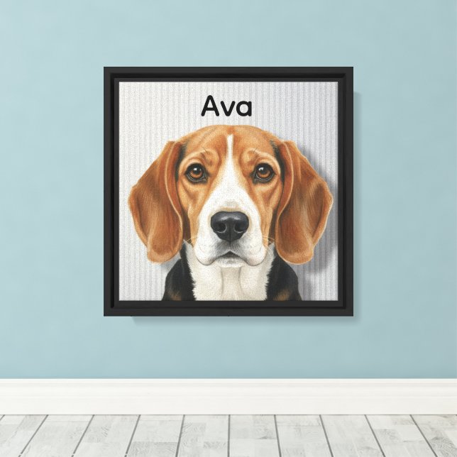 Custom Pet Portrait Personalized Gift Dogs Memoria Canvas Print (Insitu(Wood Floor))