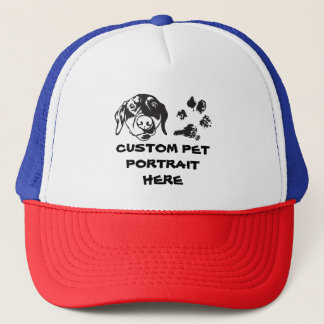 Custom pet portrait, pet portrait on a tracker hat