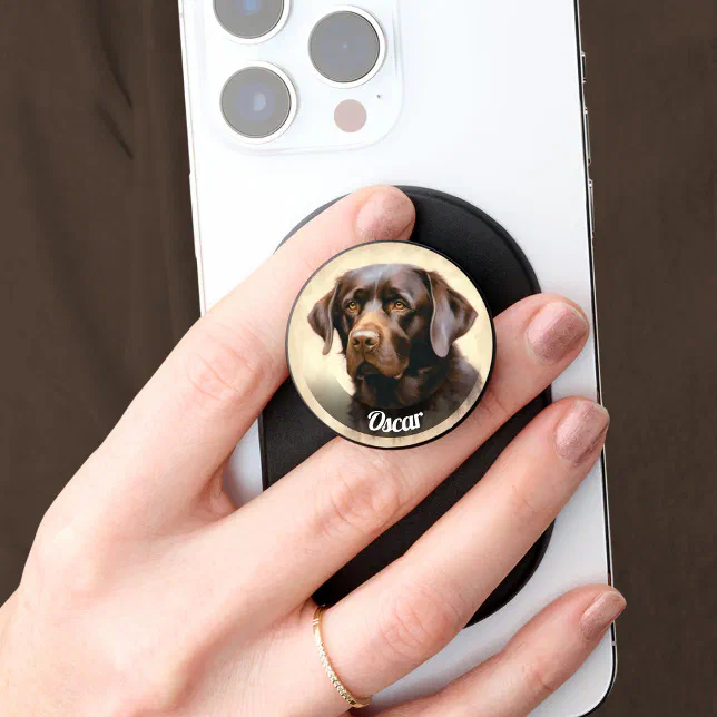 Custom Pet Portrait PopGrip with Personalized Name PopSocket | Zazzle