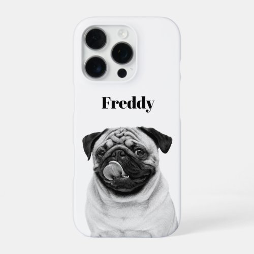 Custom Pet Portrait | Upload Photo + Text B & W iPhone 16 Pro Case