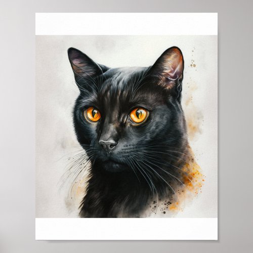 Custom Pet Portrait Watercolor Cat Painting Poster