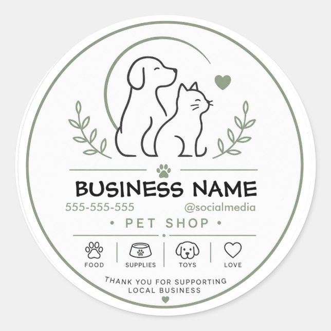 Custom Pet Shop Logo Sticker  (Front)