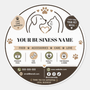 Custom Pet Shop Logo Sticker with Business Info