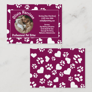 Custom Pet Sitter Business Card – Garnet Red 