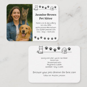 Custom Pet Sitter Business Card with Photo