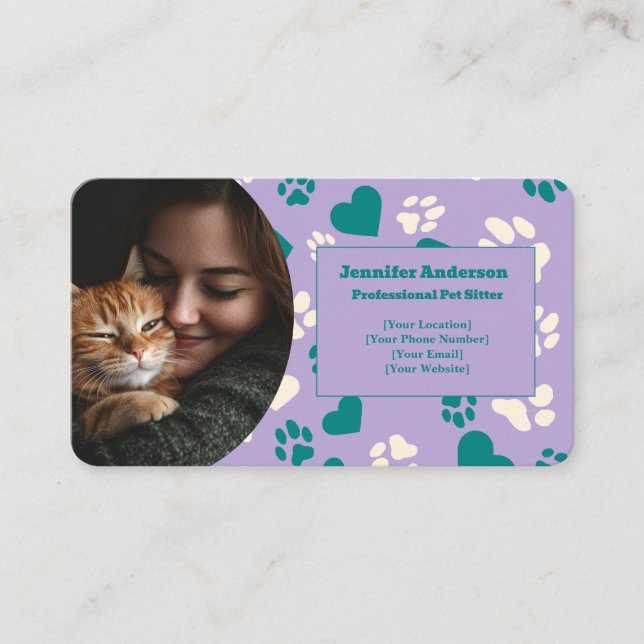 Custom Pet Sitter Business Card with Photo (Front)