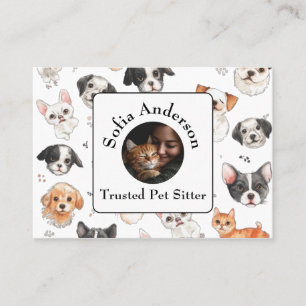 Custom Pet Sitter Business Card with Photo & Name 