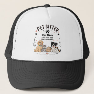 Custom Pet Sitter Trucker Hat Cute Cartoon Pets